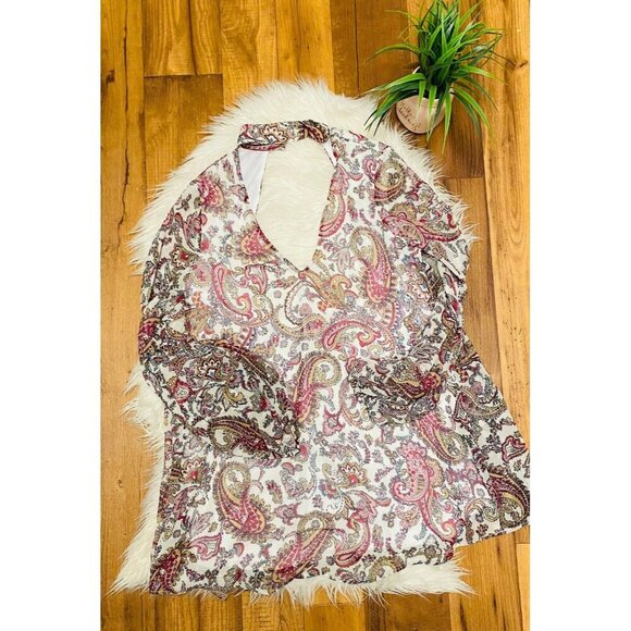 Show Me Your MuMu Dress M Medium Josephine Presley Paisley Bell Sleeve M - Picture 3 of 7